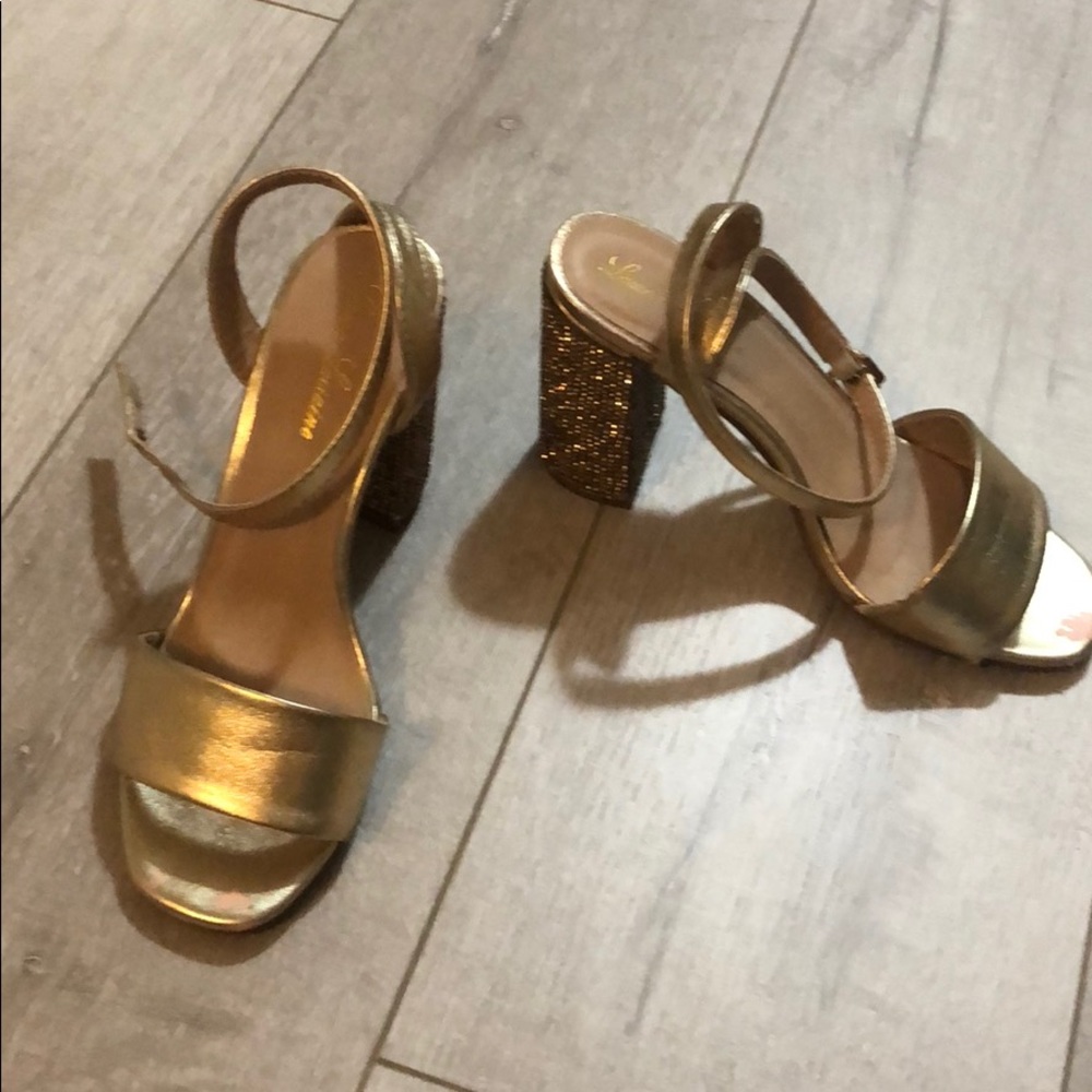 Gold badazzled sandals